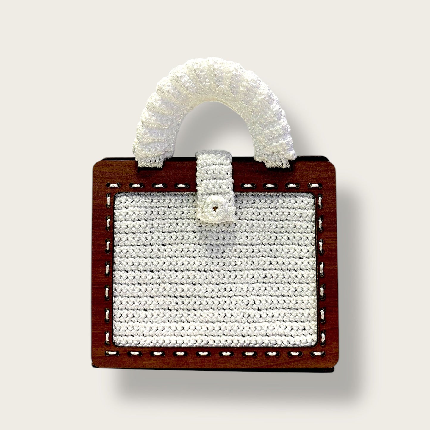 Handmade Crochet & Wood Handbag – Unique Knitted Design with Wooden Frame