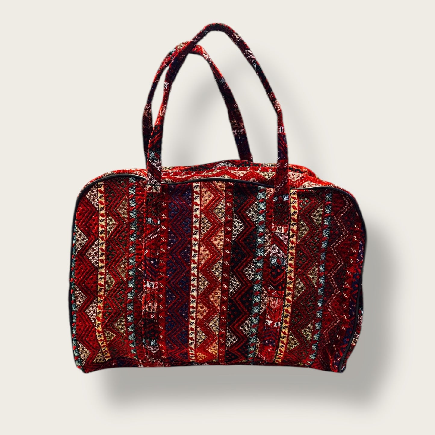 Handwoven Travel Bag – Ethnic Patterned Fabric with Spacious Design