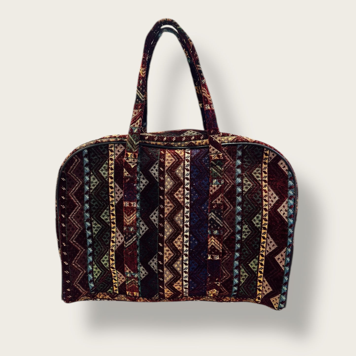 Handwoven Travel Bag – Ethnic Patterned Fabric with Spacious Design