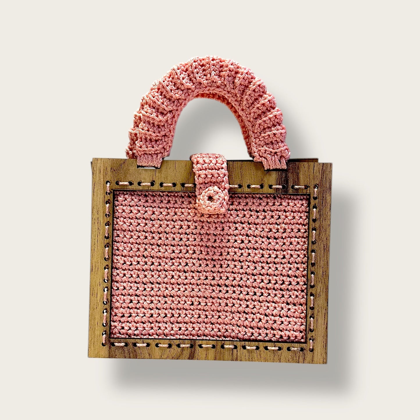 Handmade Crochet & Wood Handbag – Unique Knitted Design with Wooden Frame