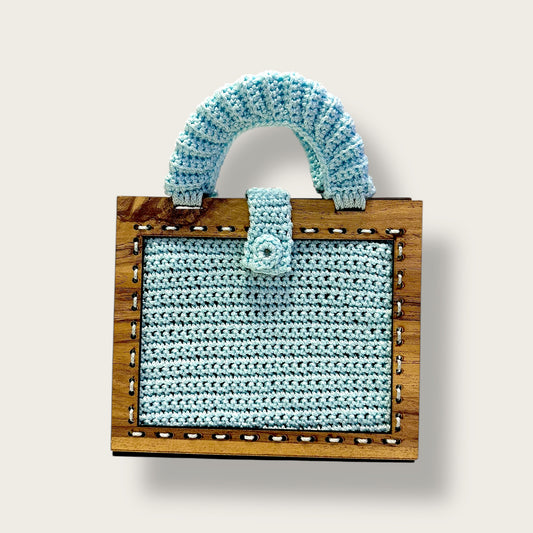 Handmade Crochet & Wood Handbag – Unique Knitted Design with Wooden Frame