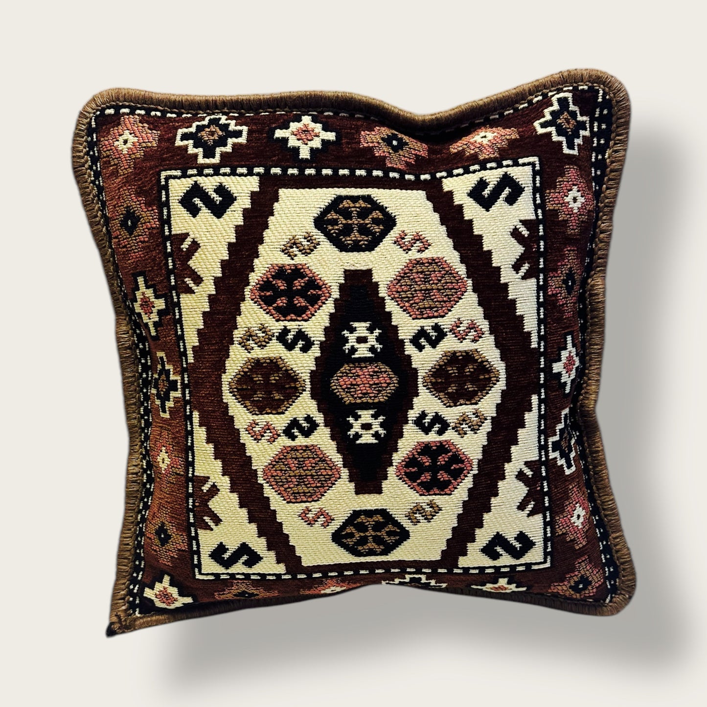 Handwoven Ethnic Throw Pillow – Traditional Kilim-Inspired Design