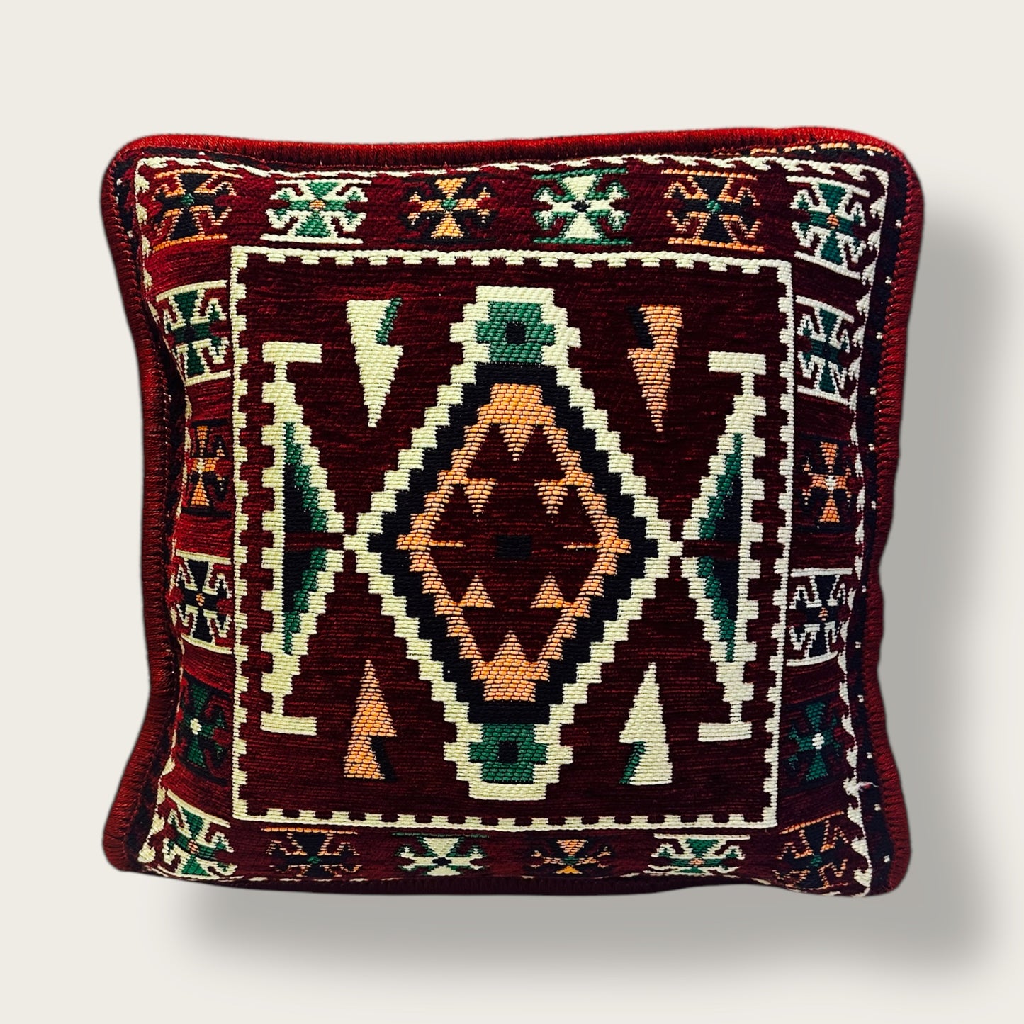 Handwoven Ethnic Throw Pillow – Traditional Kilim-Inspired Geometric Design