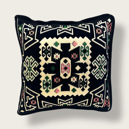 Handwoven Ethnic Throw Pillow – Geometric Kilim-Inspired Design