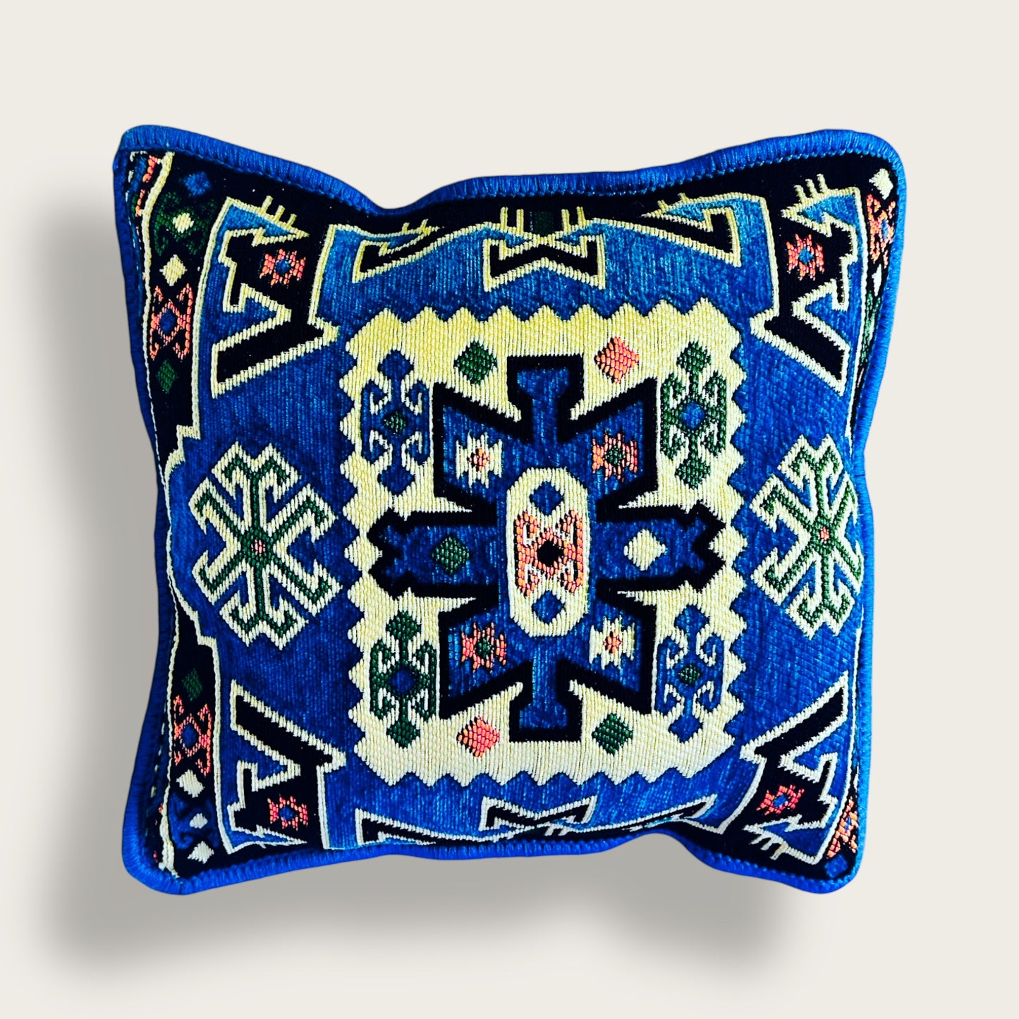 Handwoven Ethnic Throw Pillow – Geometric Kilim-Inspired Design