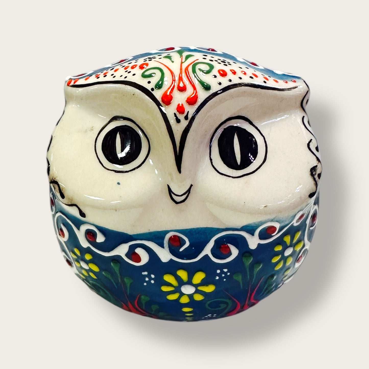 Hand-Painted Ceramic Owl 04 – Traditional Anatolian Motifs