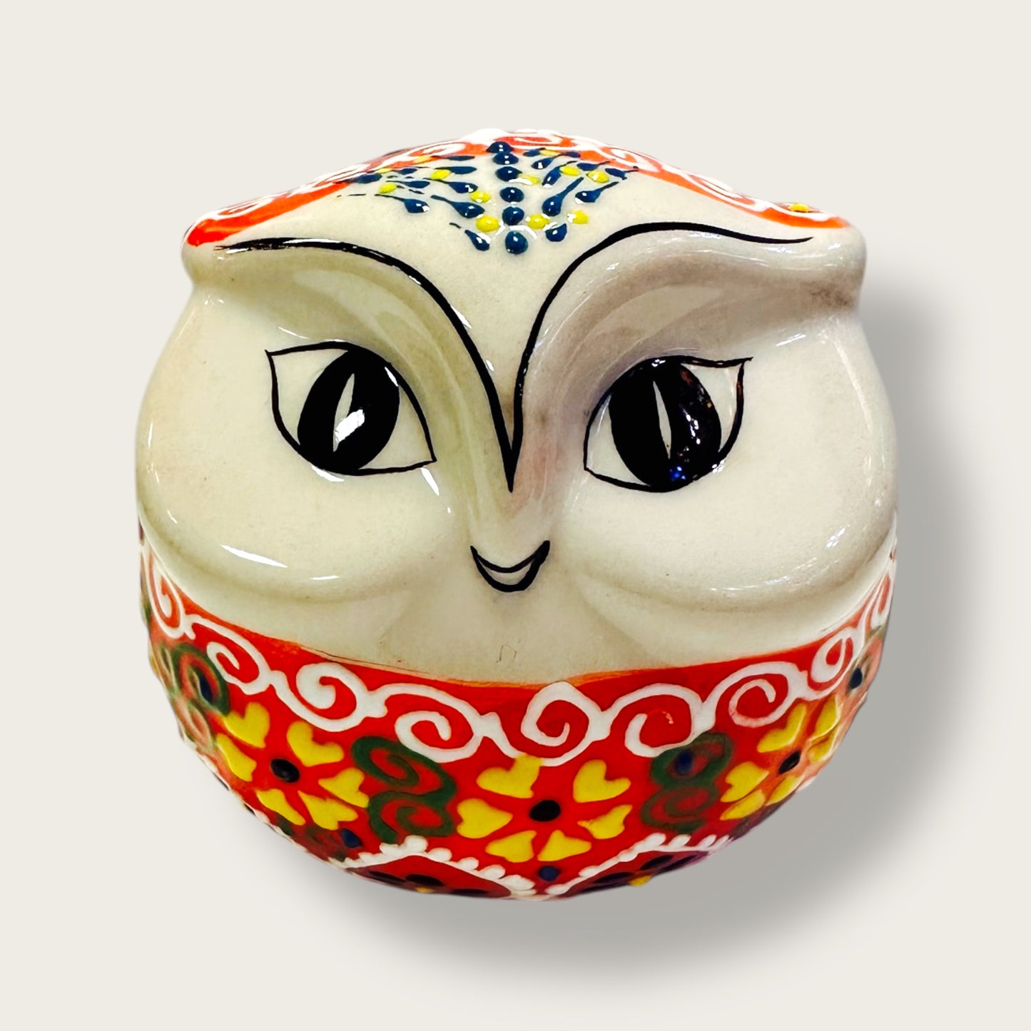 Hand-Painted Ceramic Owl 04 – Traditional Anatolian Motifs