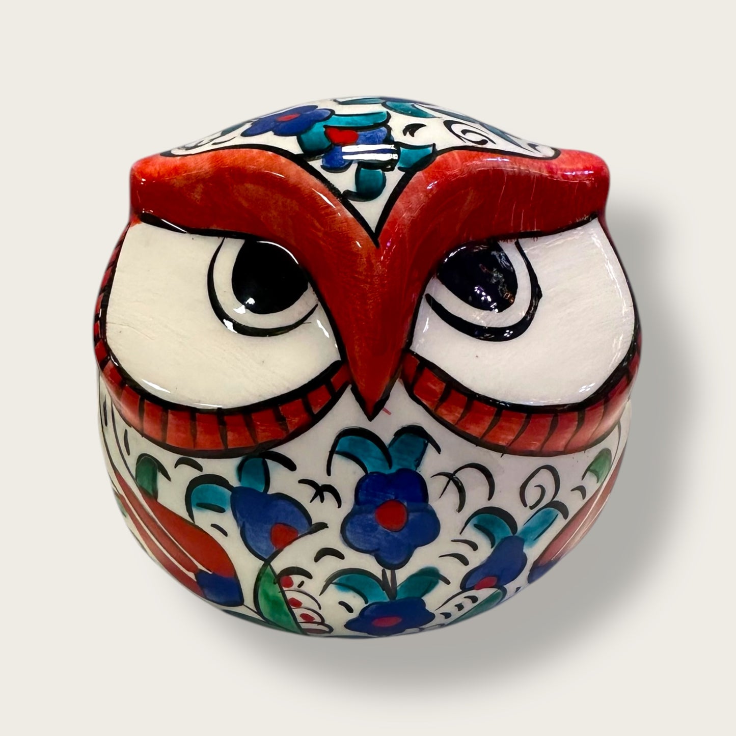 Hand-Painted Ceramic Owl 02 – Traditional Anatolian Motifs