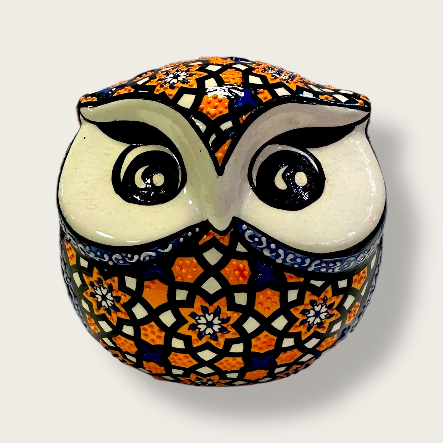 Hand-Painted Ceramic Owl 06 – Traditional Anatolian Motifs