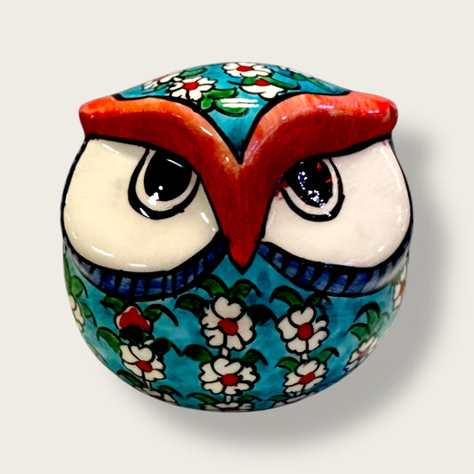 Hand-Painted Ceramic Owl 01 – Traditional Anatolian Motifs