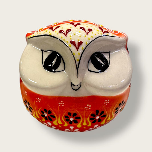 Hand-Painted Ceramic Owl 03 – Traditional Anatolian Motifs