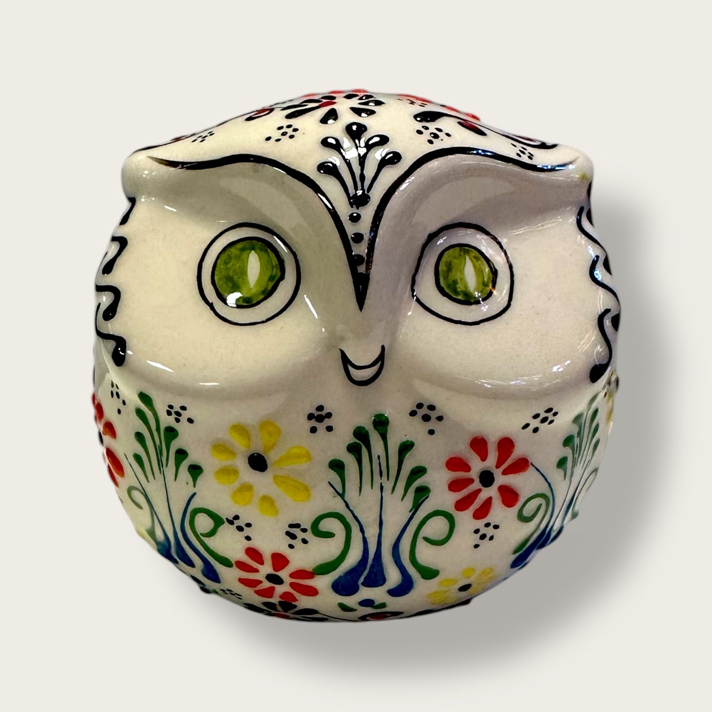 Hand-Painted Ceramic Owl 08 – Traditional Anatolian Motifs