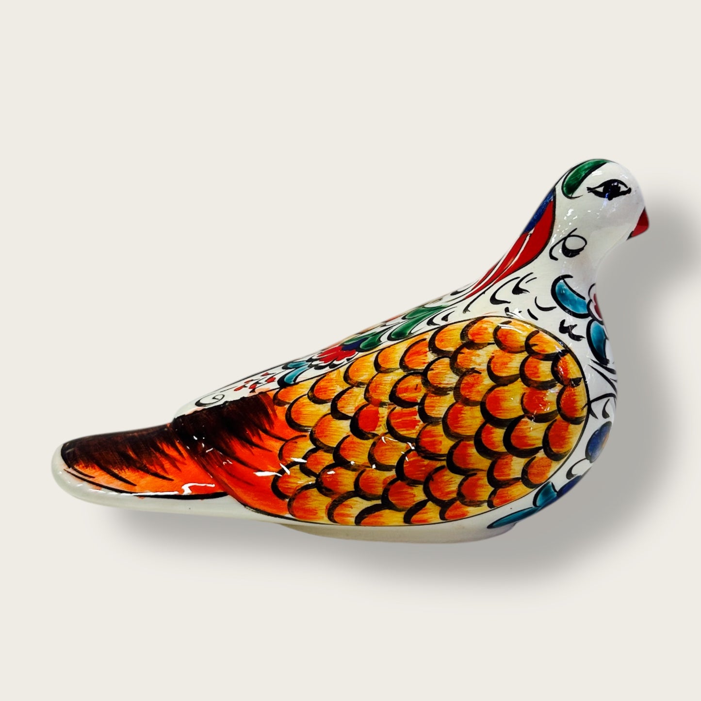 Hand-Painted Ceramic Pigeon Figurine 01 – Vibrant Ottoman-Inspired Design