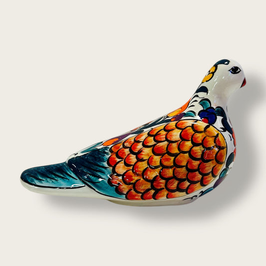 Hand-Painted Ceramic Pigeon Figurine 01 – Vibrant Ottoman-Inspired Design