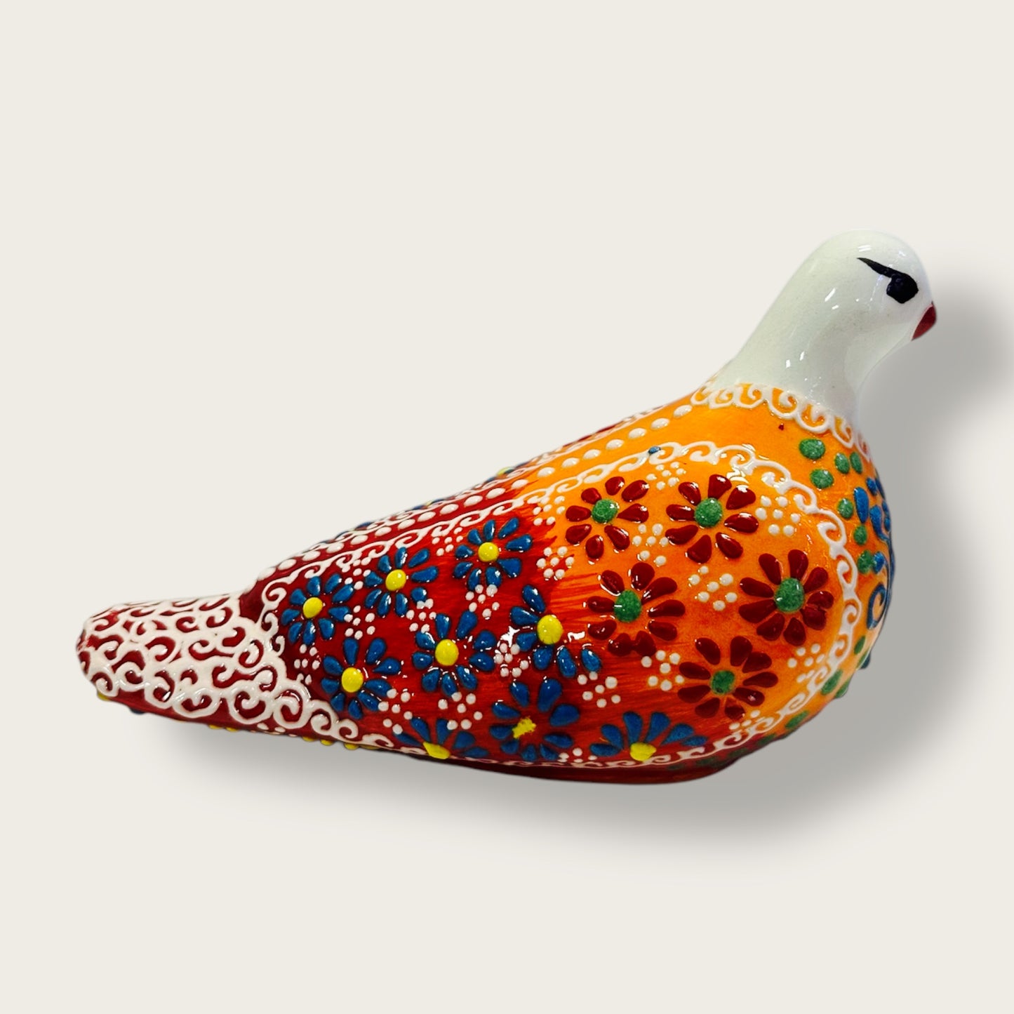 Hand-Painted Ceramic Pigeon Figurine 05 – Vibrant Ottoman-Inspired Design