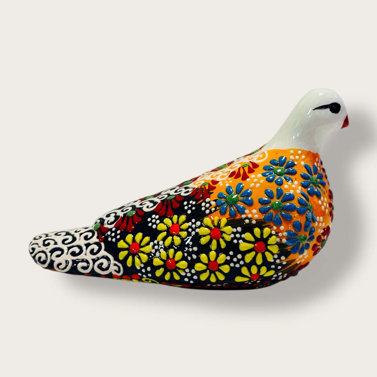 Hand-Painted Ceramic Pigeon Figurine 05 – Vibrant Ottoman-Inspired Design