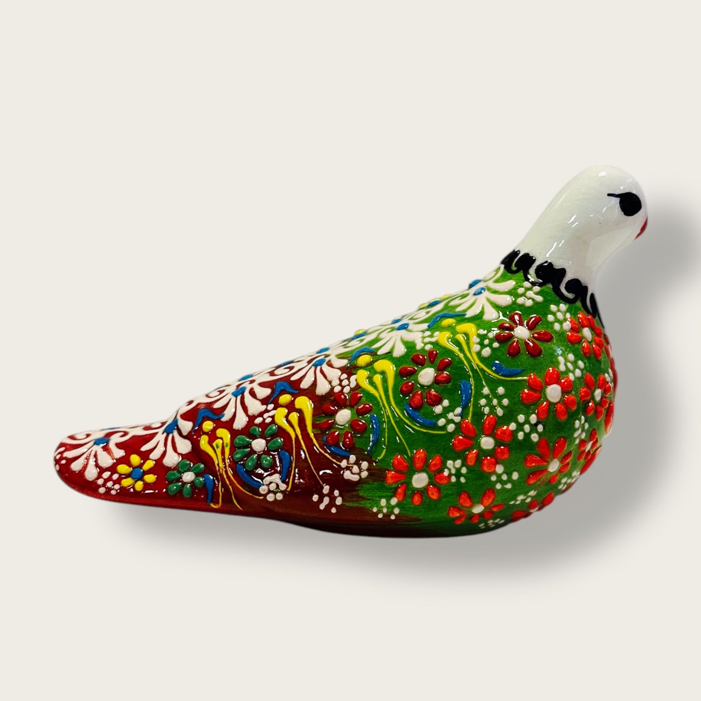 Hand-Painted Ceramic Pigeon Figurine 02 – Vibrant Ottoman-Inspired Design