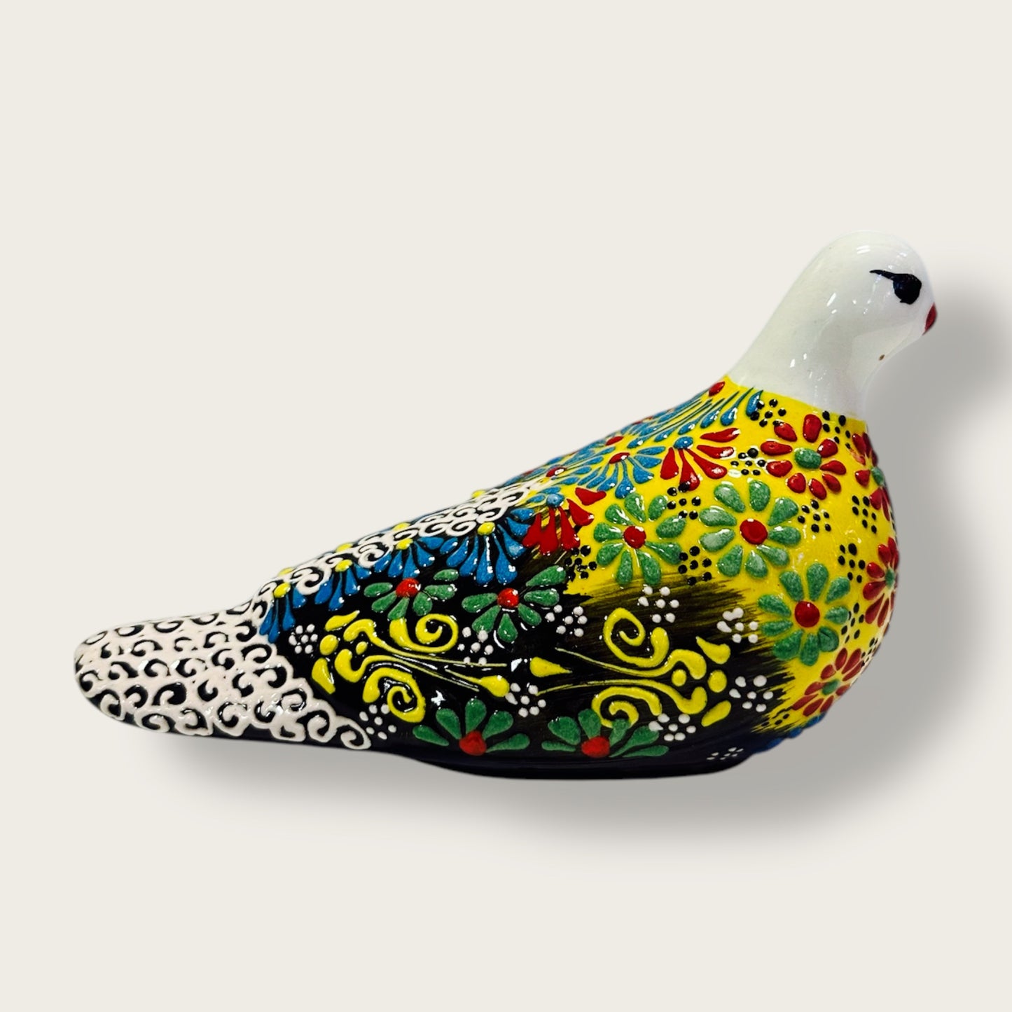 Hand-Painted Ceramic Pigeon Figurine 04 – Vibrant Ottoman-Inspired Design