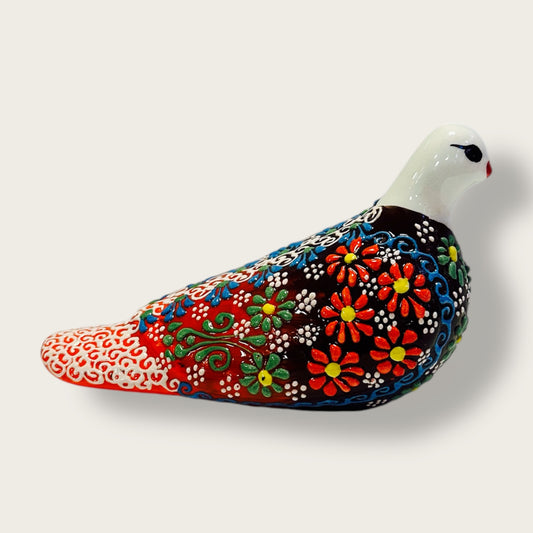 Hand-Painted Ceramic Pigeon Figurine 04 – Vibrant Ottoman-Inspired Design