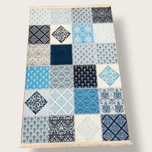 Printed Patchwork Rug – Traditional Turkish Design with Elegant Patterns