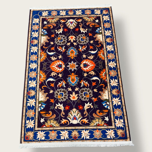 Ottoman-Inspired Printed Rug – Elegant Floral & Traditional Motifs