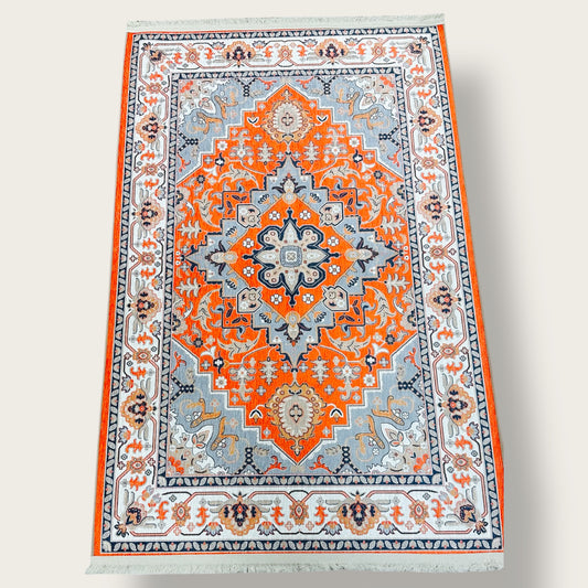 Oriental-Inspired Printed Rug – Elegant Medallion & Floral Motifs