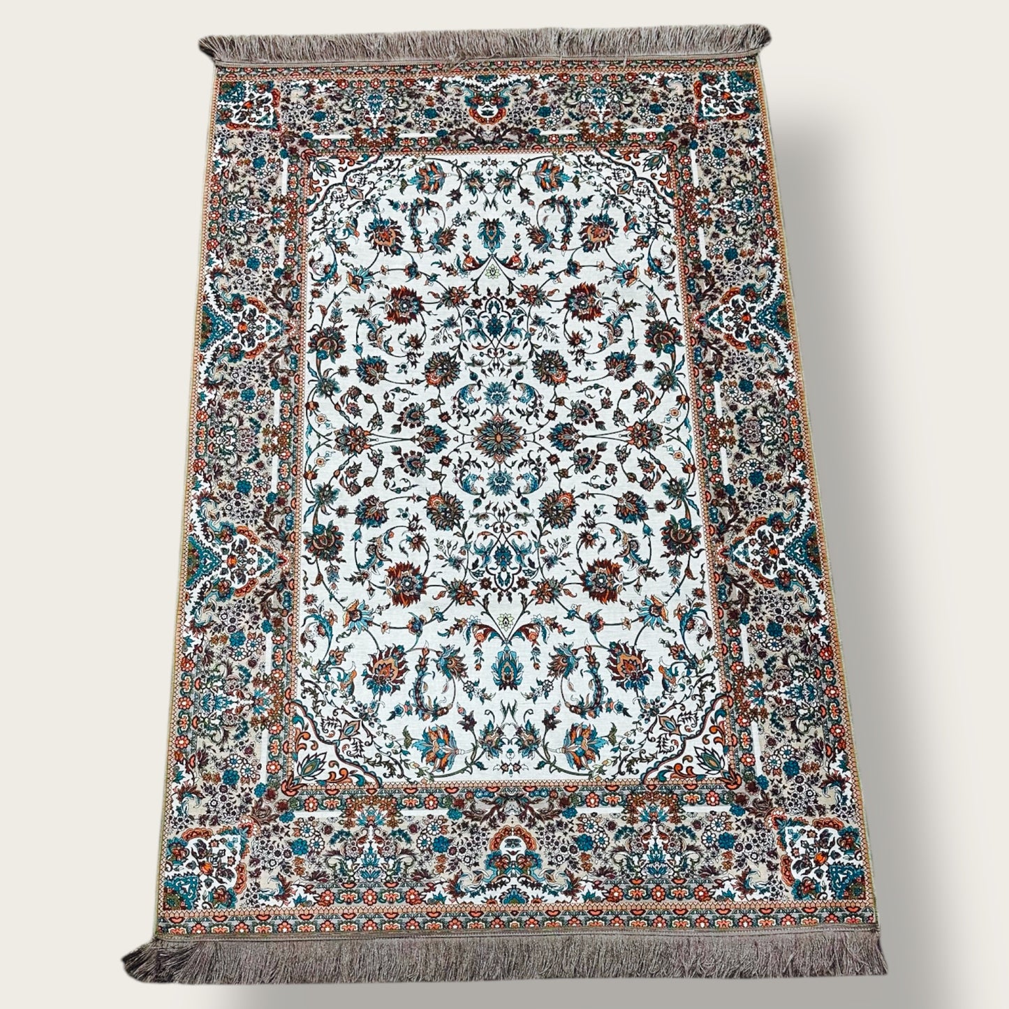 Persian-Inspired Printed Rug – Classic Floral Medallion Design