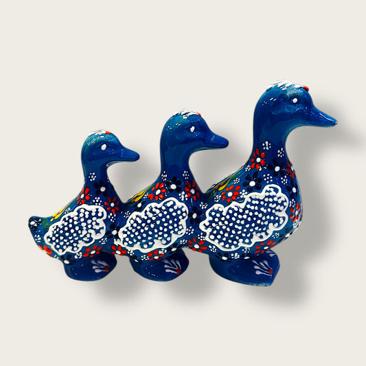 Hand-Painted Ceramic Duck Trio 03 – Artisan Home Decor Figurine