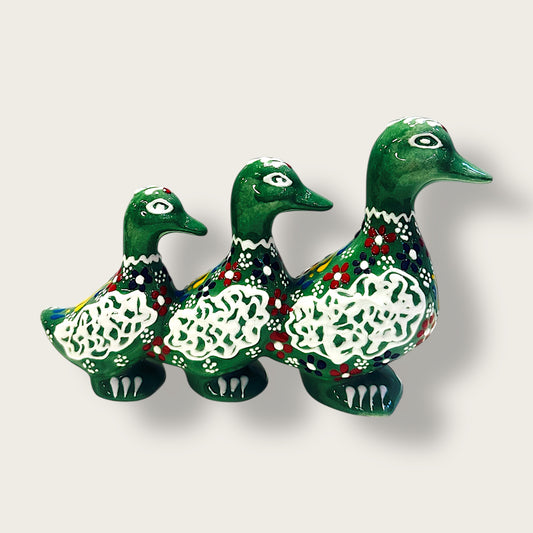 Hand-Painted Ceramic Duck Trio 01 – Artisan Home Decor Figurine